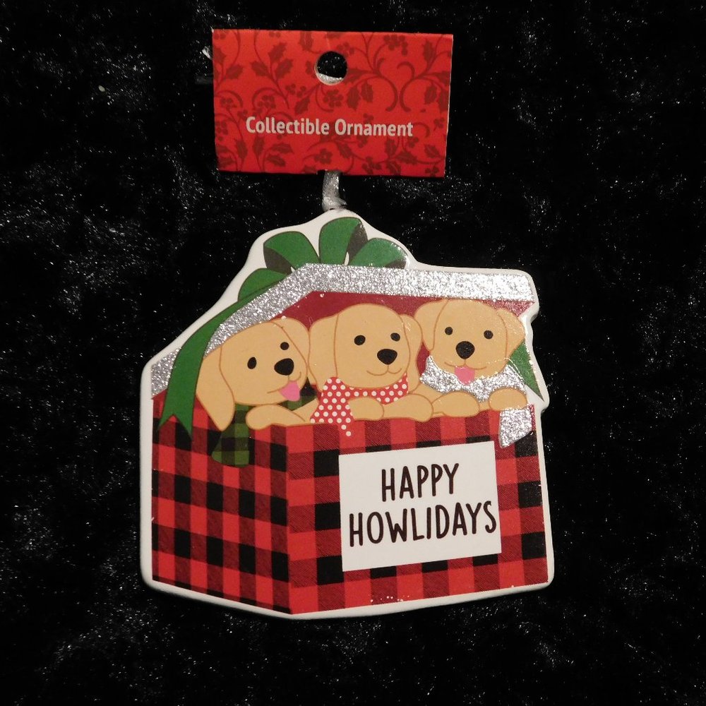 Ceramic Puppy Dog Collectible Christmas Ornament